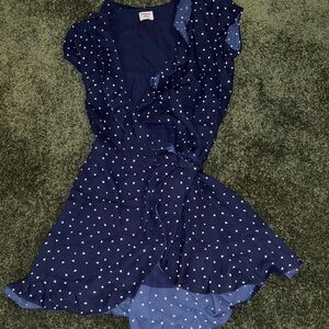 Sunday Best Navy Blue Polka Heart Wrap Midi Dress